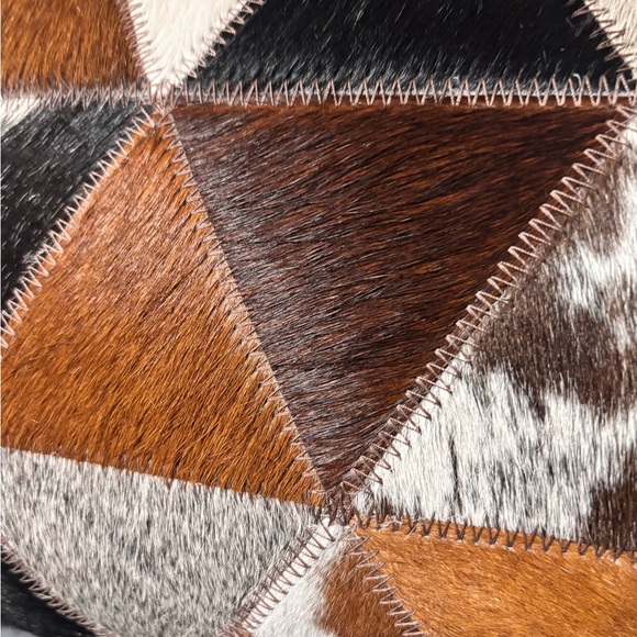 Geometric Patchwork Cowhide Pillow - Picture 2 of 9